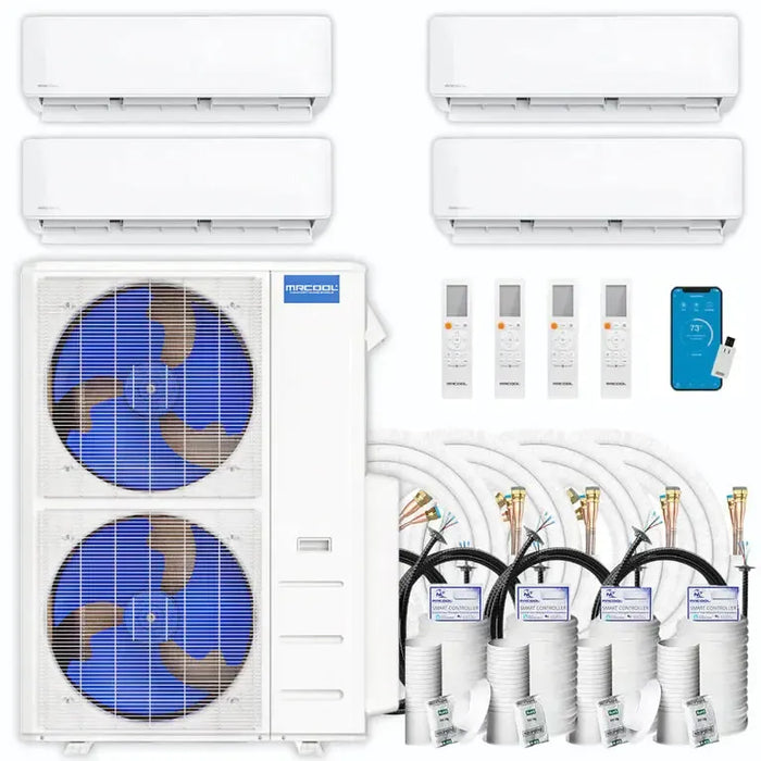 MRCOOL® DIY Mini Split 39,000 BTU 20.5 SEER 4 Zone Ductless Air Conditioner and Heat Pump 9K + 9K + 9K + 12K - DIYM448HPW00C00-DIYM448HPW00C84-DIYM448HPW00C140-DIYM448HPW00C194  Mini Split Systems Direct