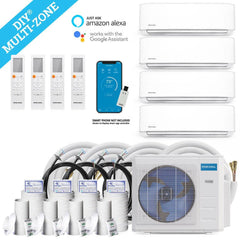 MRCOOL® DIY Mini Split 39,000 BTU 21.5 SEER 4 Zone Ductless Air Conditioner and Heat Pump 9K + 9K + 9K + 12K Full Kit - DIYM436HPW01C00-00  Mini Split Systems Direct