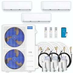 MRCOOL® DIY Mini Split 42,000 BTU 20.5 SEER 3 Zone Ductless Air Conditioner and Heat Pump 12K + 12K + 18K Full Kit - DIYM348HPW00C00-00  Mini Split Systems Direct