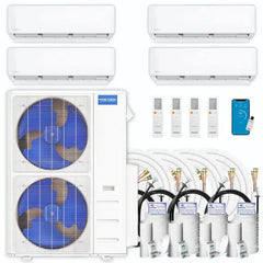 MRCOOL® DIY Mini Split 42,000 BTU 20.5 SEER 4 Zone Ductless Air Conditioner and Heat Pump 9K + 9K + 12K + 12K Full Kit - DIYM448HPW02C00-00  Mini Split Systems Direct