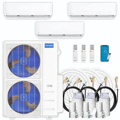 MRCOOL® DIY Mini Split 54,000 BTU 20.5 SEER 3 Zone Ductless Air Conditioner and Heat Pump 18K + 18K + 18K Full Kit - DIYM348HPW03C00-00  Mini Split Systems Direct