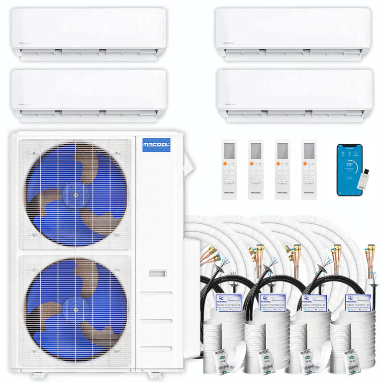 MRCOOL® DIY Mini Split 54,000 BTU 20.5 SEER 4 Zone Ductless Air Conditioner and Heat Pump 9K + 9K + 18K + 18K Full Kit