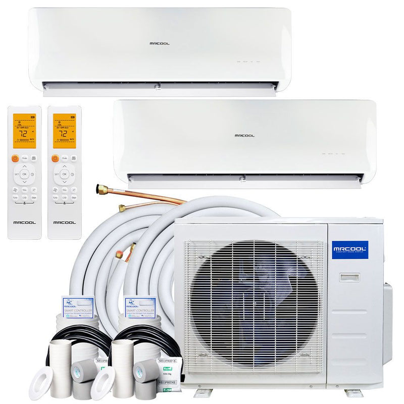 MRCOOL Olympus 18,000 BTU 22.9 SEER2 2-Zone Ductless Heat Pump Split System 9K + 9K
