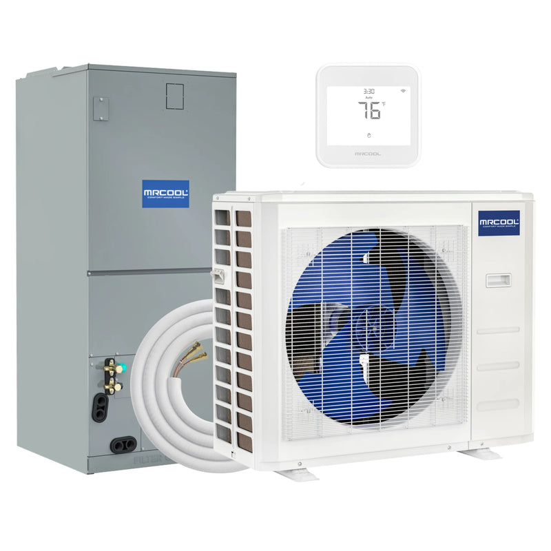 MRCOOL® Central Ducted Hyper Heat 4 Ton 16.5 SEER2 DC Inverter Heat Pump Split System with Smart Wi-Fi Thermostat and Wireless Remote Control - Multiposition - CENTRAL-48-HP-230B00-O