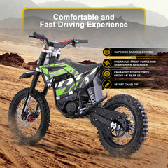 MotoTec 60v 2000w Pro Electric Dirt Bike Lithium Green - MT-Dirt-Pro-2000_Green  Mini Split Systems Direct