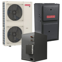 Goodman 5 Ton 16.5 SEER2 R-32 Dual Fuel System | GZV7SA6010 | CAPEA6030D3 | GDVT960804CN | 24½" Cabinet Width Upflow/Downflow Coil | 80,000 BTU/h 96.0% AFUE Downflow/Horizontal Natural Gas Two-Stage Furnace