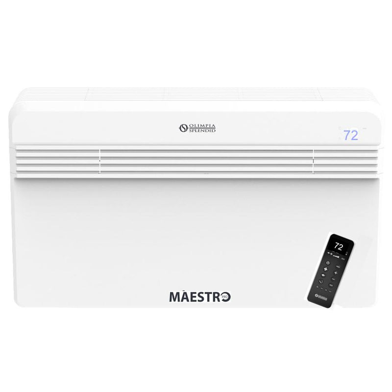 Olimpia Splendid Maestro Pro Inverter 12 HP with 2.0 Kw Electric Heat - 12,000 BTU 230V Variable Speed Through-the-Wall Air Conditioner with Remote - Includes Condensate Base Pan Heater