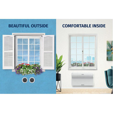 Olimpia Splendid Maestro Pro Inverter 12 Heat Pump 12,000 BTU 115V Variable Speed Through-the-Wall Air Conditioner with Heat and Remote - Includes Condensate Base Pane Heater - 01925  Mini Split Systems Direct