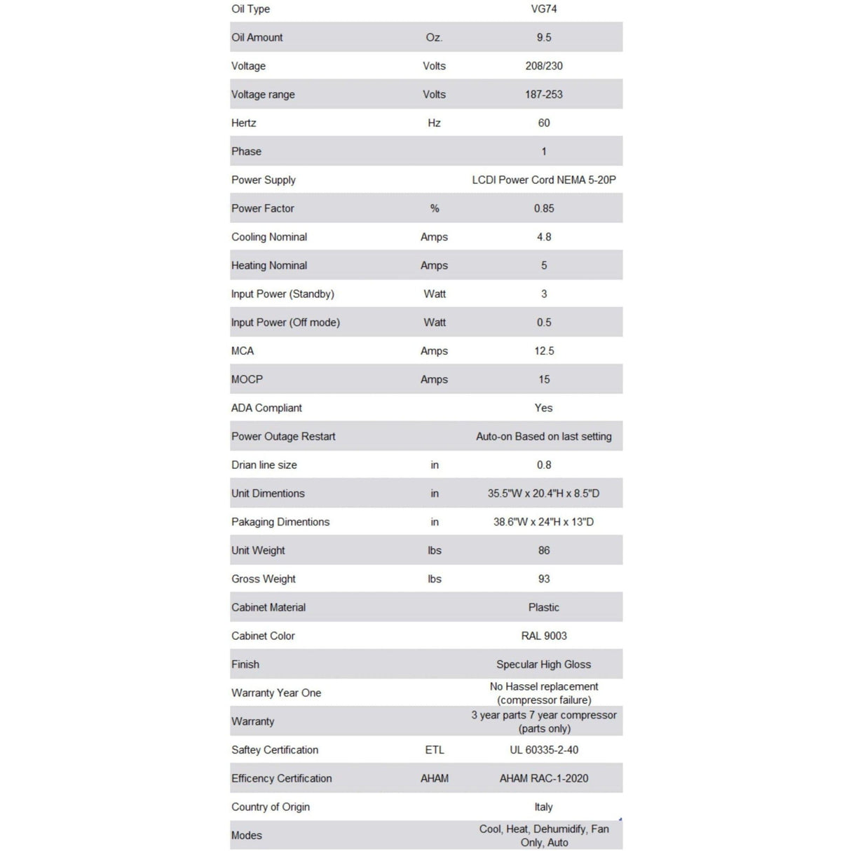 Olimpia Splendid Maestro Pro Inverter 12 Heat Pump 12,000 BTU 230V Variable Speed Through-the-Wall Air Conditioner with Heat and Remote - Includes Condensate Pan Heater