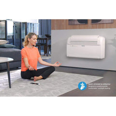 Olimpia Splendid Maestro Smart 9 Heat Pump 9,000 BTU 115V 1 Stage Compressor and 3 Speed Motor Through-the-Wall Air Conditioner with Heat and Remote - Includes Condensate Base Pane Heater