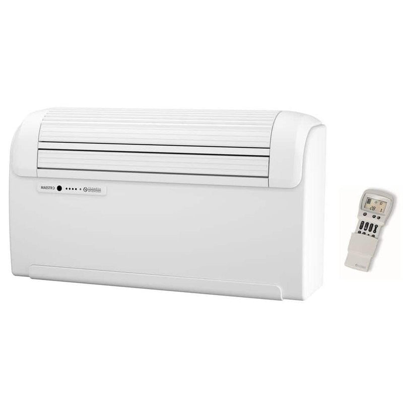 Olimpia Splendid Maestro Smart 9 Heat Pump 9,000 BTU 115V 1 Stage Compressor and 3 Speed Motor Through-the-Wall Air Conditioner with Heat and Remote - Includes Condensate Base Pane Heater