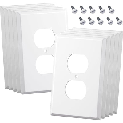 Pack of 10 1-Gang Standard Size Duplex Receptacle Wall Outlet Covers - White -   Mini Split Systems Direct
