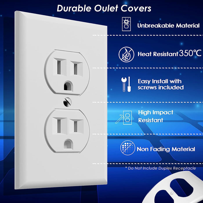 Pack of 10 1-Gang Standard Size Duplex Receptacle Wall Outlet Covers - White -   Mini Split Systems Direct