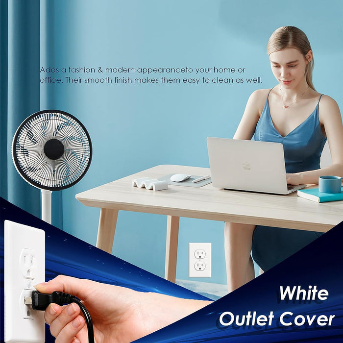 Pack of 10 1-Gang Standard Size Duplex Receptacle Wall Outlet Covers - White -   Mini Split Systems Direct