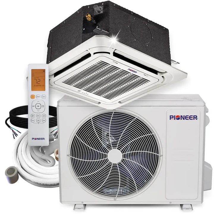 Pioneer® 18,000 BTU 20.5 SEER2 8-Way Compact Cassette Mini-Split Air Conditioner Heat Pump System Full Set 230V - CYB018GMFILCAD-CYB018GMFILCAD-10-CYB018GMFILCAD-16-CYB018GMFILCAD-25-CYB018GMFILCAD-33  Mini Split Systems Direct