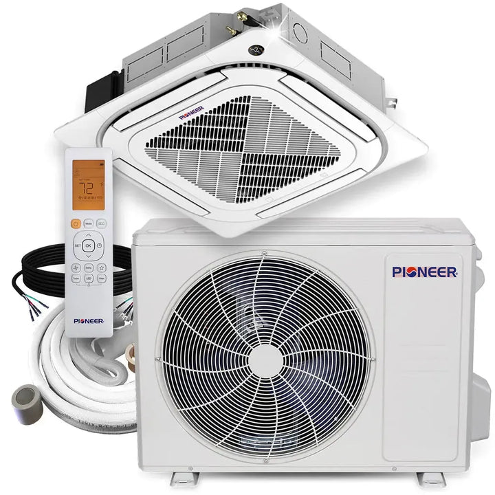 Pioneer® 24,000 BTU 21.5 SEER2 8-Way Slim Cassette Mini-Split Air Conditioner Heat Pump System Full Set 230V - CYB024GMFILCBD-CYB024GMFILCBD-10-CYB024GMFILCBD-16-CYB024GMFILCBD-25-CYB024GMFILCBD-33  Mini Split Systems Direct