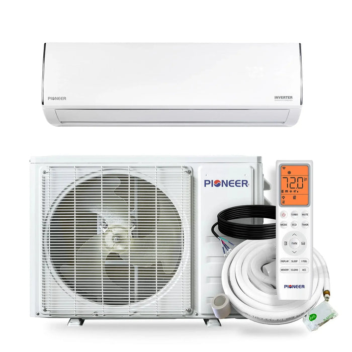 Pioneer® Diamante Essenza™ 11,500 BTU 17 SEER2 230V High-Wall Ductless Mini-Split Air Conditioner Inverter Heat Pump with 16 Ft. Kit - WYT012GLUI17RL  Mini Split Systems Direct