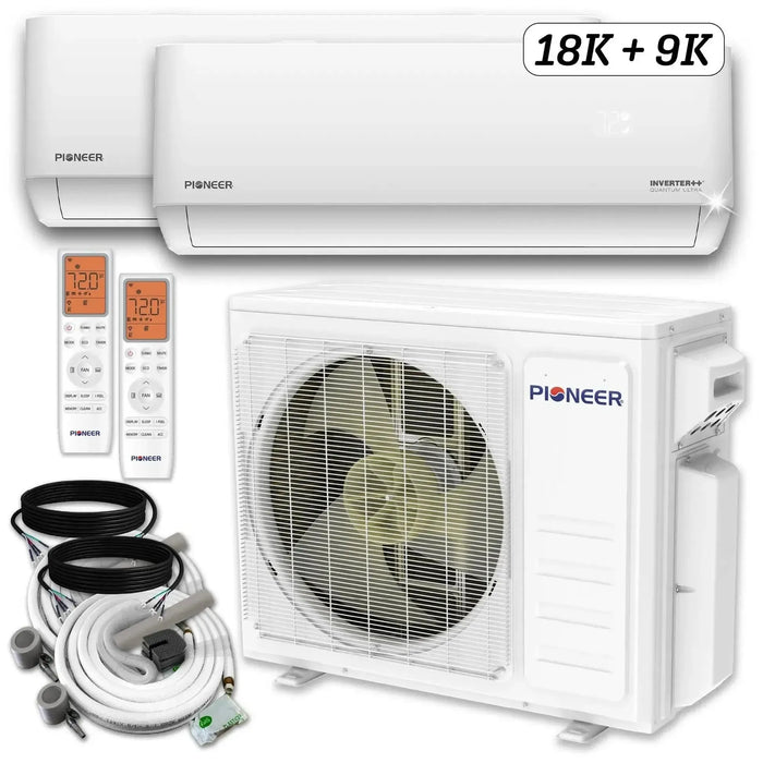 Pioneer® Dual Split 27000 BTU 2.25-Ton Quantum Ultra Wi-Fi 24 SEER2 Energy-Star Multi (2) Zone Wall Mount Air Conditioner Heat Pump 230-Volt - WYT030GLSI24M3-18W-19W  Mini Split Systems Direct