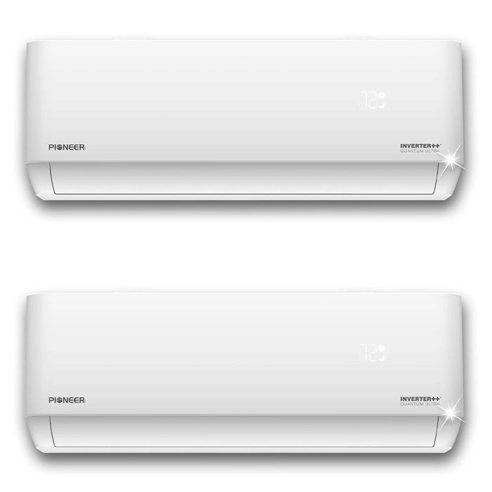 Pioneer® Dual Split 36000 BTU 3-Ton Quantum Ultra Wi-Fi 22.5 SEER2 Energy-Star Multi (2) Zone Wall Mount Air Conditioner Heat Pump 230-Volt - WYT040GLSI24M4-18W-18W  Mini Split Systems Direct