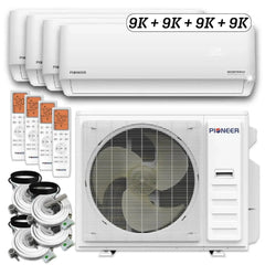 Pioneer® Quad Split 36000 BTU 3-Ton Quantum Ultra Wi-Fi 22.5 SEER Energy-Star Multi (4) Zone Wall Mount Air Conditioner Heat Pump 230-Volt - WYT040GLSI24M4-9W-9W-9W-9W  Mini Split Systems Direct