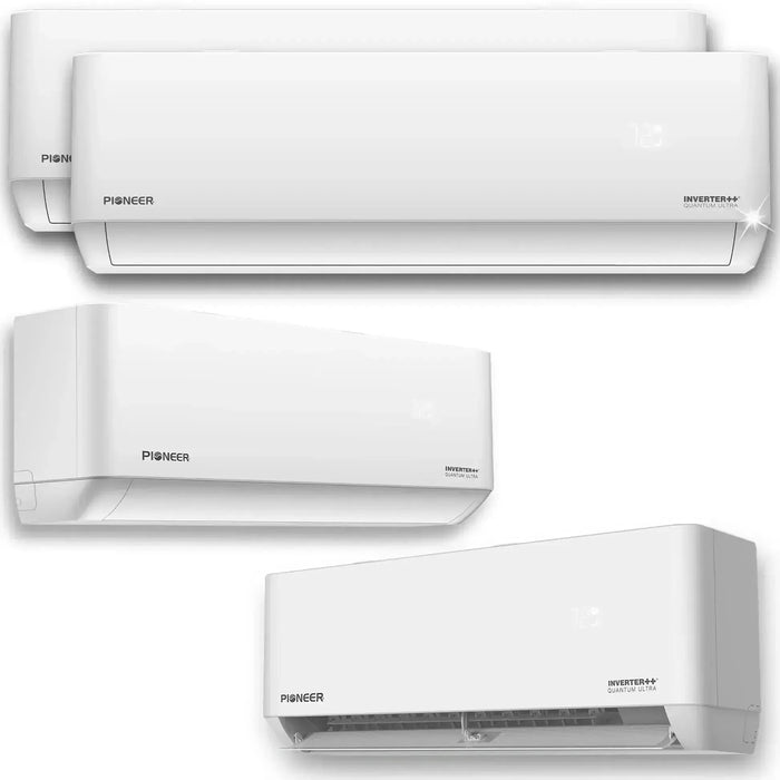 Pioneer® Quad Split 36000 BTU 3-Ton Quantum Ultra Wi-Fi 22.5 SEER Energy-Star Multi (4) Zone Wall Mount Air Conditioner Heat Pump 230-Volt - WYT040GLSI24M4-9W-9W-9W-9W  Mini Split Systems Direct