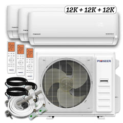 Pioneer® Triple Split 36000 BTU 3-Ton Quantum Ultra Wi-Fi 22.5 SEER2 Energy-Star Multi (3) Zone Wall Mount Air Conditioner Heat Pump 230-Volt - WYT040GLSI24M4-12W-12W-12W  Mini Split Systems Direct