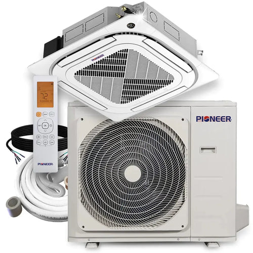 Pioneer® 36,000 BTU 19.2 SEER2 8-Way Slim Cassette Mini-Split Air Conditioner Heat Pump System Full Set 230V - CYB036GMFILCBD-CYB036GMFILCBD-10-CYB036GMFILCBD-16-CYB036GMFILCBD-25-CYB036GMFILCBD-33  Mini Split Systems Direct