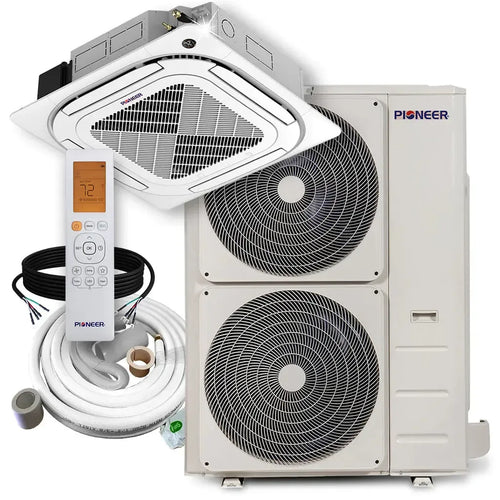 Pioneer® 48,000 BTU 18.5 SEER2 8-Way Slim Cassette Mini-Split Air Conditioner Heat Pump System Full Set 230V - CYB048GMFILCBD-CYB048GMFILCBD-10-CYB048GMFILCBD-16-CYB048GMFILCBD-25-CYB048GMFILCBD-33  Mini Split Systems Direct