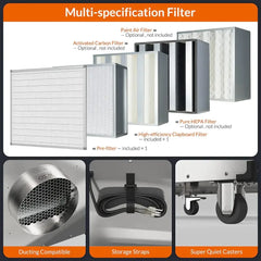PuriSystems Commercial Portable HEPA Air Cleaner up to 2000 CFM Stainless Steel X0037QC76P