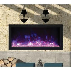 Remii 35" Extra Slim Indoor or Outdoor Built In Electric Fireplace with Black Steel Surround - 102735-XS  Mini Split Systems Direct