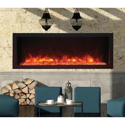 Remii 45" Extra Slim Indoor or Outdoor Built In Electric Fireplace with Black Steel Surround - 102745-XS  Mini Split Systems Direct