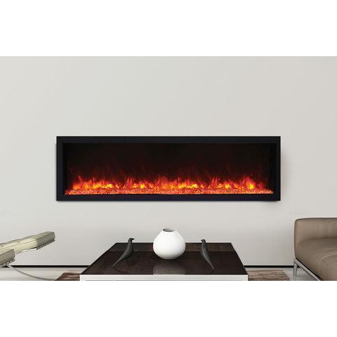 Remii 55" Deep Indoor or Outdoor Built-in Electric Fireplaces with Black Steel Surround - 102755-DE  Mini Split Systems Direct