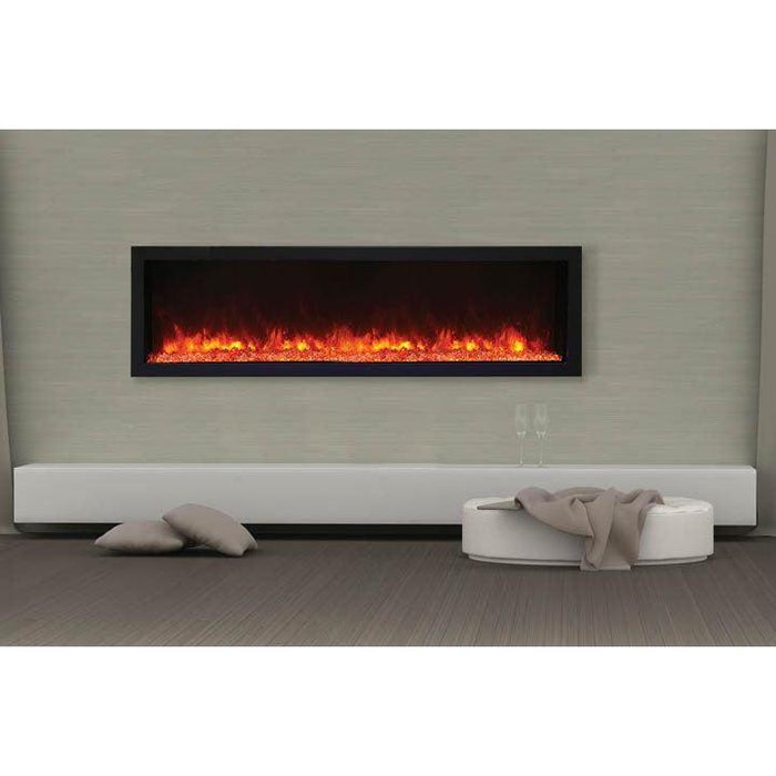 Remii 55" Deep Indoor or Outdoor Built-in Electric Fireplaces with Black Steel Surround - 102755-DE  Mini Split Systems Direct