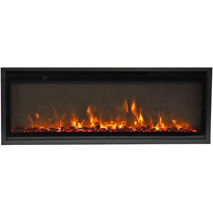Remii 55" Extra Slim Indoor or Outdoor Built In Electric Fireplace with Black Steel Surround - 102755-XS  Mini Split Systems Direct