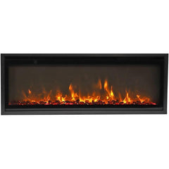 Remii 55" Extra Slim Indoor or Outdoor Built In Electric Fireplace with Black Steel Surround - 102755-XS  Mini Split Systems Direct