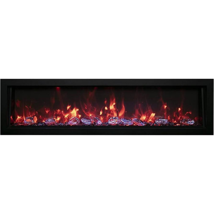 Remii 55" Extra Tall Indoor or Outdoor Built-in Electric Fireplace with Black Steel Surround - 102755-XT  Mini Split Systems Direct