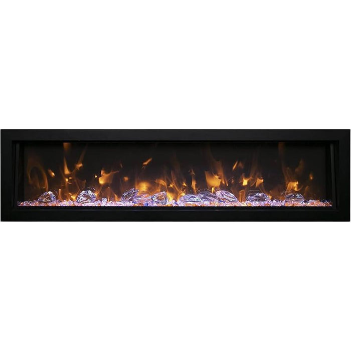 Remii 65" Extra Tall Indoor or Outdoor Built-in Electric Fireplace with Black Steel Surround - 102765-XT  Mini Split Systems Direct