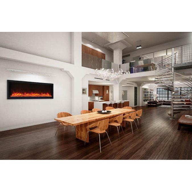 Remii 65" Extra Tall Indoor or Outdoor Built-in Electric Fireplace with Black Steel Surround - 102765-XT  Mini Split Systems Direct