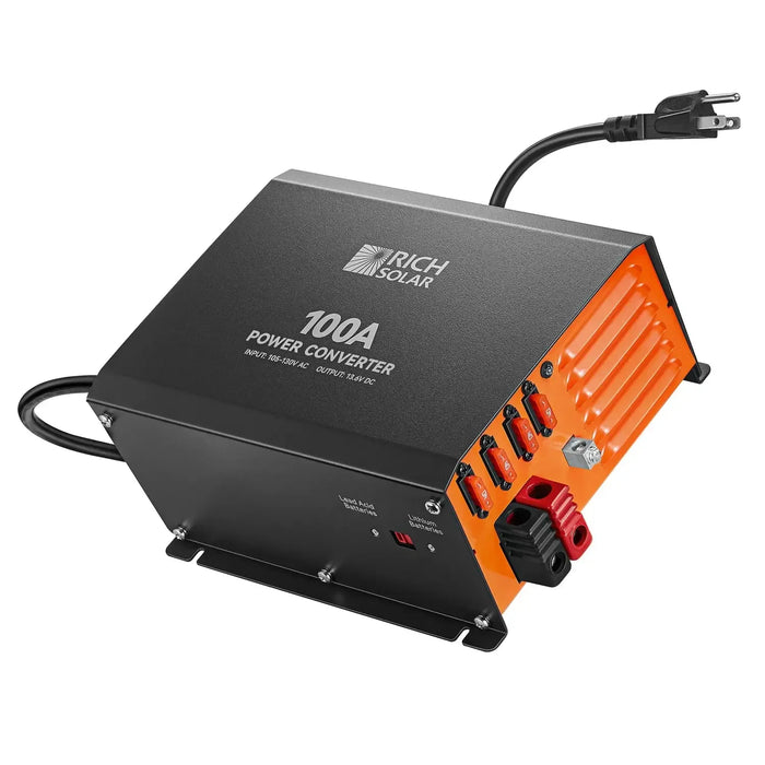 Rich Solar 100 Amp Power Converter | 100A 120V Battery Charger | Overload, Overheat, Reverse Polarity Protection | Plug and Play - RS-PC100  Mini Split Systems Direct