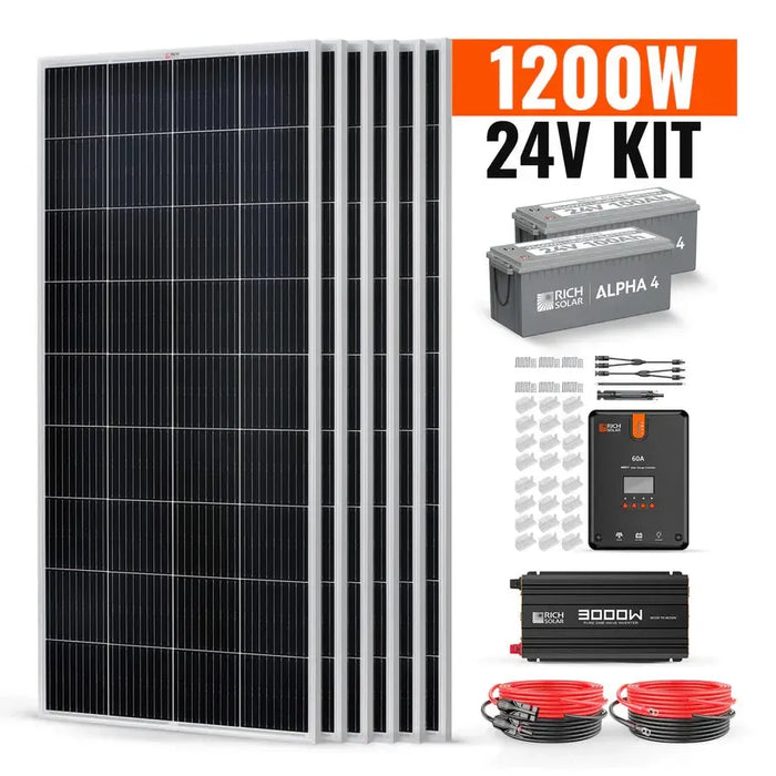 Rich Solar 1200 Watt 24V Complete Solar Kit - RS-CK1200  Mini Split Systems Direct