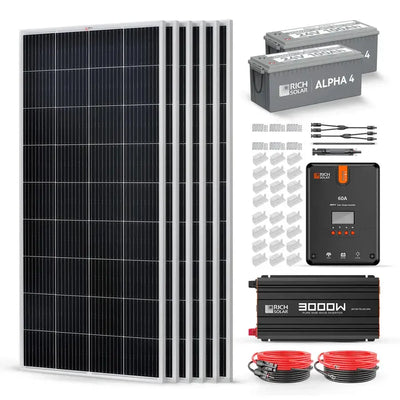 Rich Solar 1200 Watt 24V Complete Solar Kit - RS-CK1200  Mini Split Systems Direct