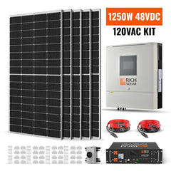 Rich Solar 1250W 48VDC-120VAC Solar Kit - RS-CBK1250  Mini Split Systems Direct