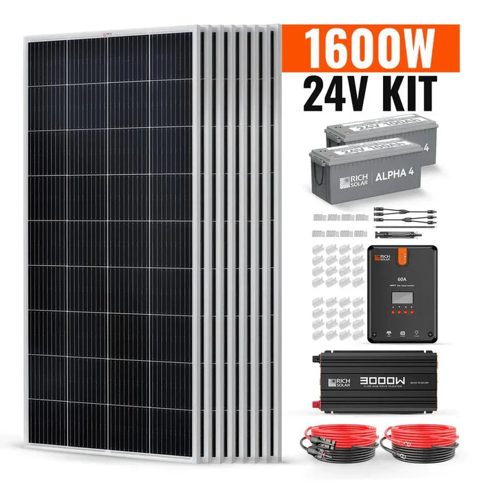 Rich Solar 1600 Watt 24V Complete Solar Kit - RS-CK1600  Mini Split Systems Direct