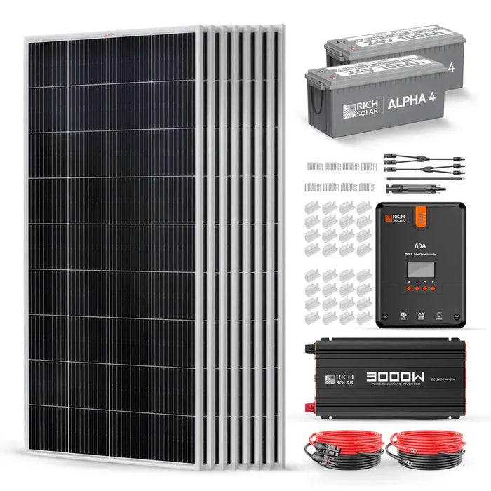 Rich Solar 1600 Watt 24V Complete Solar Kit - RS-CK1600  Mini Split Systems Direct
