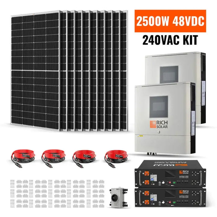 Rich Solar 2500W 48VDC-240VAC Solar Kit - RS-CBK2500240  Mini Split Systems Direct