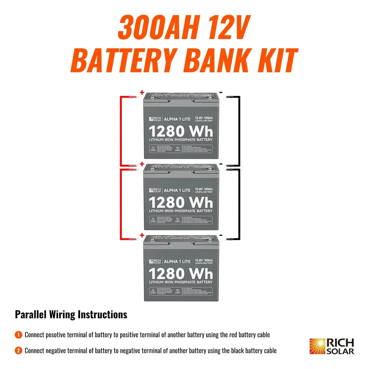 Rich Solar 300Ah LiFePO4 Battery Kit - Power Your Off-Grid Life! - RS-B12100x3  Mini Split Systems Direct