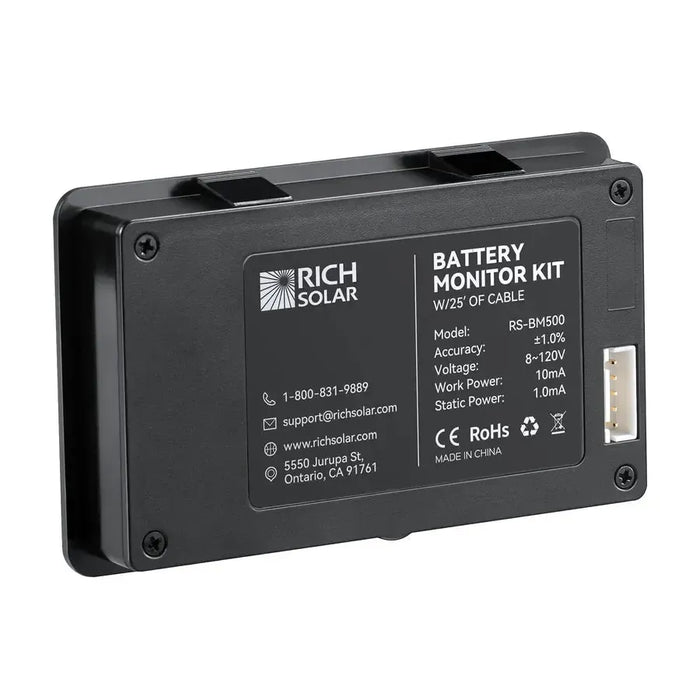 Rich Solar 500 Amp Battery Monitor with Shunt | 8~120V 500A Battery Monitor with Shunt | Accurate Battery Status Monitor | Easy to Use - RS-BM500  Mini Split Systems Direct