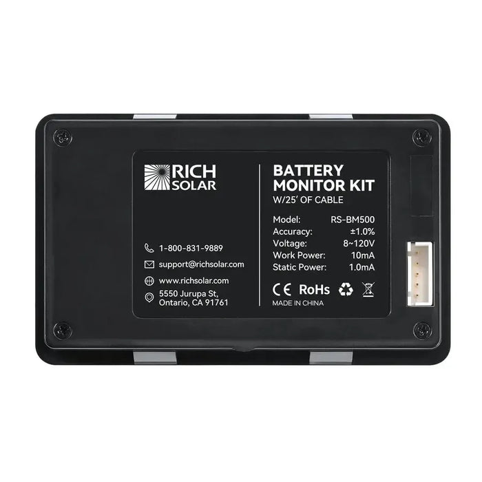 Rich Solar 500 Amp Battery Monitor with Shunt | 8~120V 500A Battery Monitor with Shunt | Accurate Battery Status Monitor | Easy to Use - RS-BM500  Mini Split Systems Direct