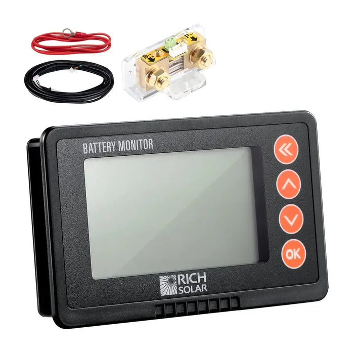 Rich Solar 500 Amp Battery Monitor with Shunt | 8~120V 500A Battery Monitor with Shunt | Accurate Battery Status Monitor | Easy to Use - RS-BM500  Mini Split Systems Direct