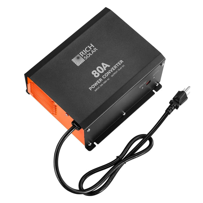 Rich Solar 80 Amp Power Converter | 80A 120V Battery Charger | Overload, Overheat, Reverse Polarity Protection | Plug and Play - RS-PC80  Mini Split Systems Direct
